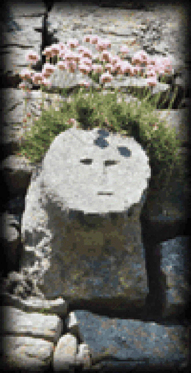 A grassy-haired gargoyle